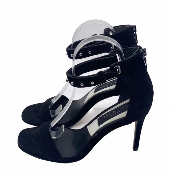 RAG & BONE NIB Black Tamira Studded Suede Heels (Damaged Box) - Picture 11 of 16